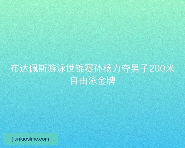 布达佩斯游泳世锦赛孙杨力夺男子200米自由泳金牌